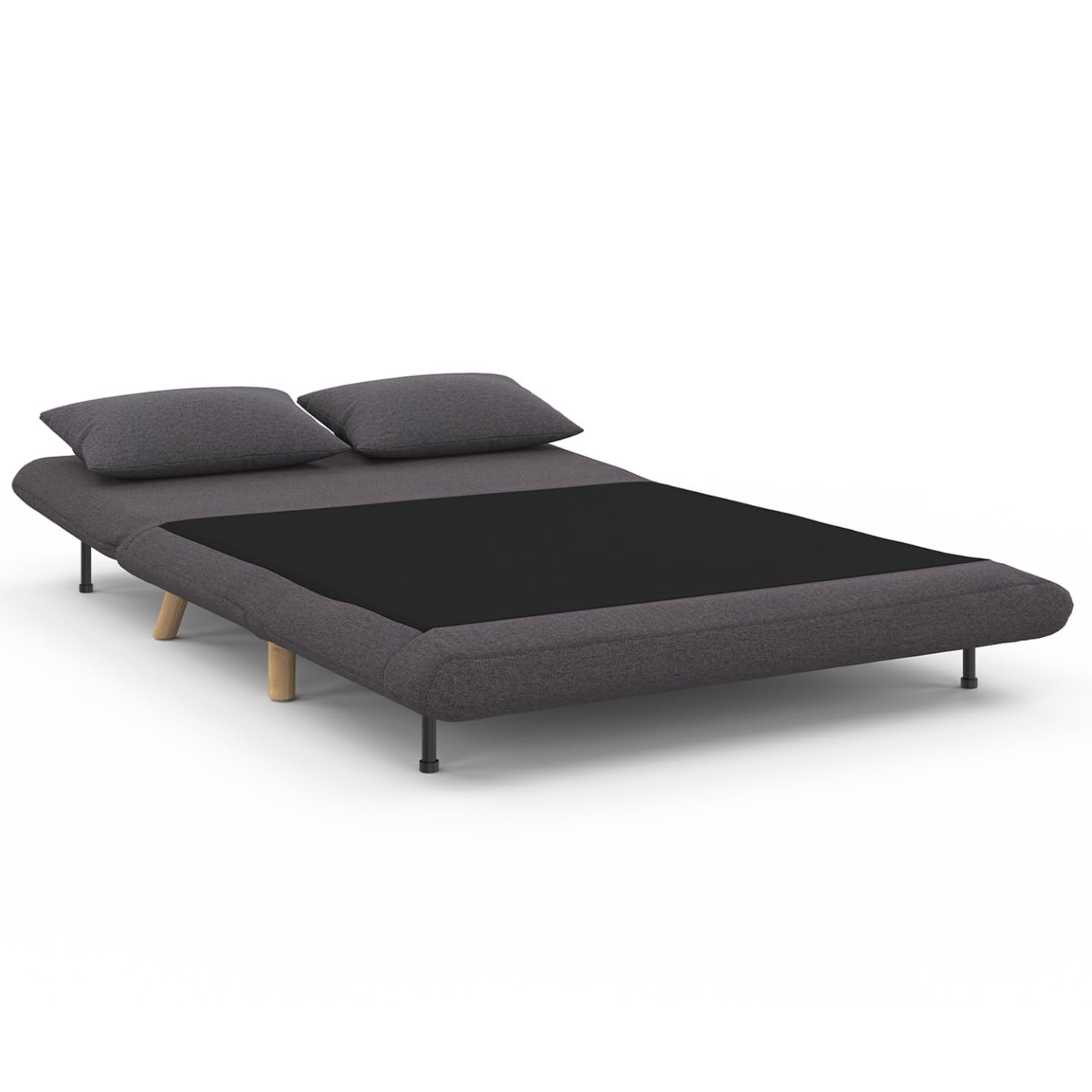 IDMarket - Sofá convertible Romeo cama supletoria 2 plazas 120 x 190 cm Tela Gris Antracita
