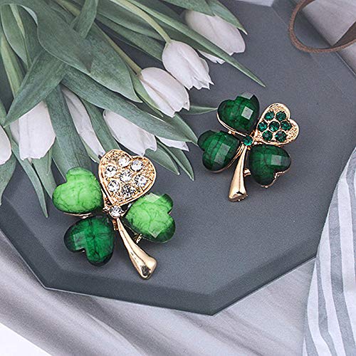 Image of TAORANJU Four Leaf Clover Brooches for Women, 8 Pcs Rhinestone Brooch Pins for St. Patrick's Day Accessories, Crystal Lapel Pins for Women Girls Wedding Party and Holiday Jewelry Gift