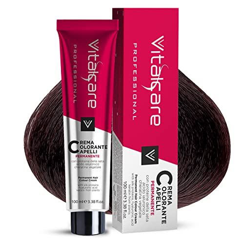 Vitalcare | Professional - Coloración permanente profesional, crema colorante para el cabello, tinte para el cabello con proteína de seda, nº 5/56, rojo veneciano, 100 ml