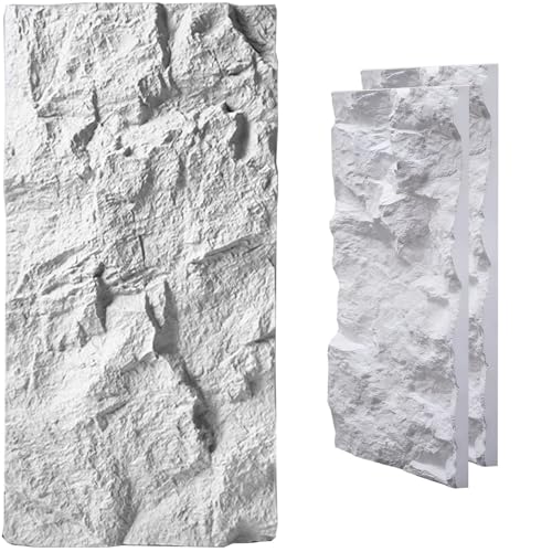 Paneles decorativos pared para transformar terrazas con efecto piedra 3D impermeable blanco 1