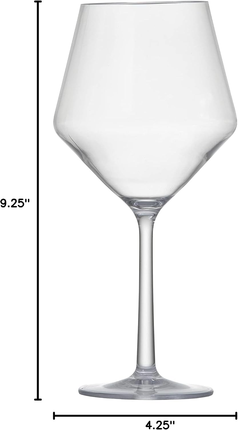 Fortessa Sole Outdoor Shatter Resistant BPA Free Premium Copolyester Plastic Drinkware 6 Pack, Cabernet Glass, Clear, 22 Ounce (Set of 6)