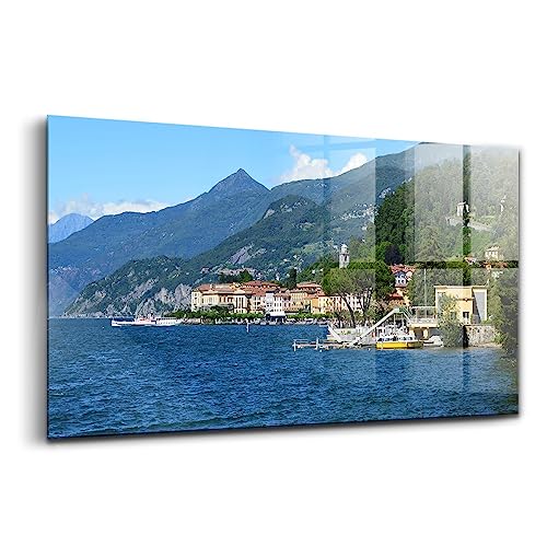 Wallart paysage du lac Garda montagnes tableau en verre coloré moderne 100x50cm
