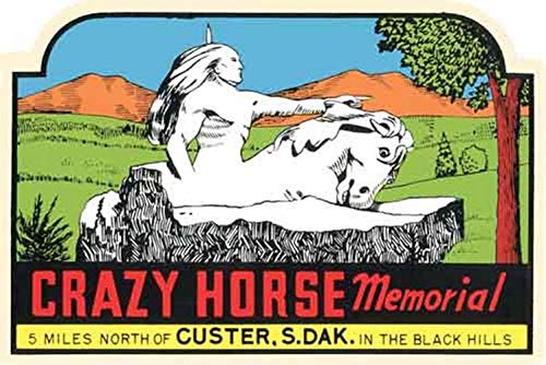 Crazy Horse Memorial Custer South Dakota Vintage Travel Decal Sticker national Park Badlands SD