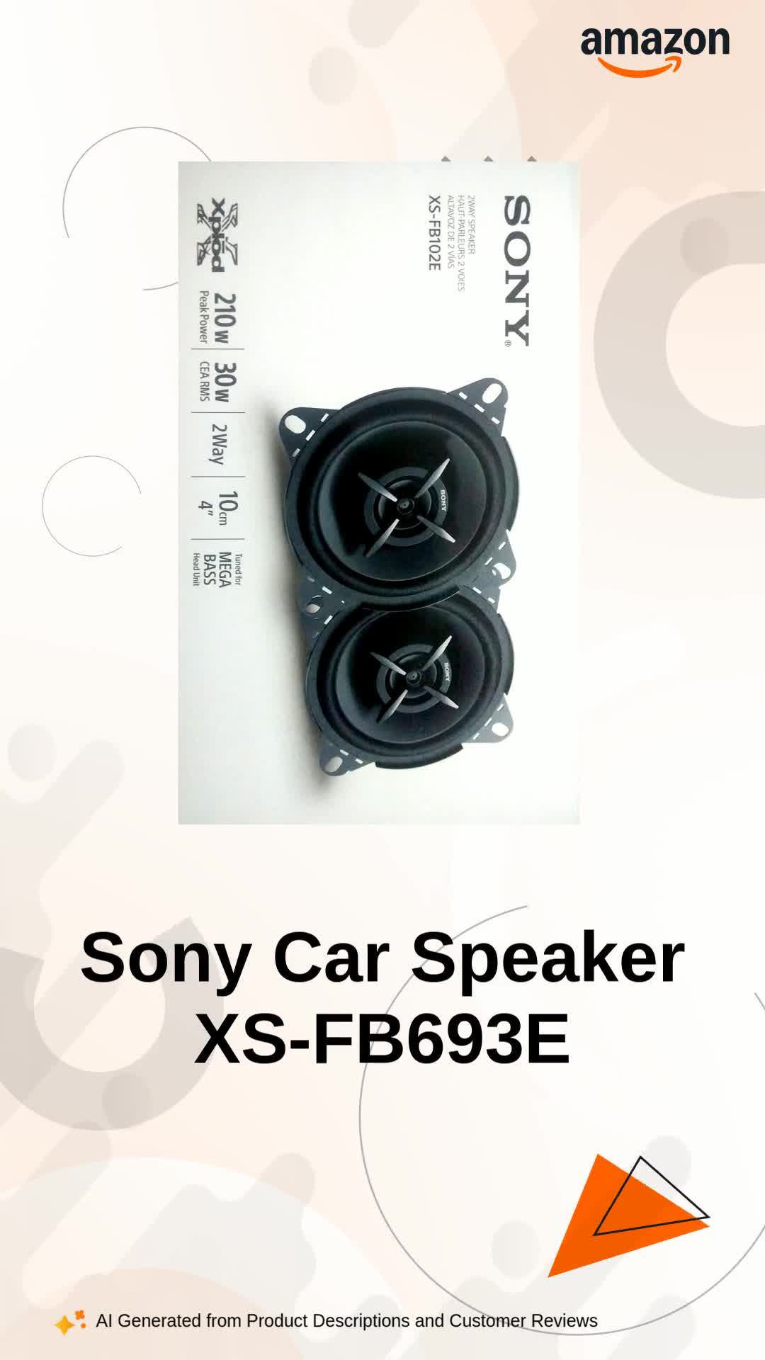 Sony Car Speaker XS-FB693E 16 cm x 24 cm (6 inch x 9 inch) 3-Way