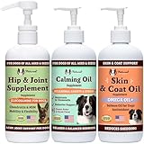 Natural Dog Company Wellness Bund$le for Dogs, Food Toppers, Liquid Supplements with (1) Skin & Coat Oil, (1) Liquid Glucosamine, (1) Calming Oil