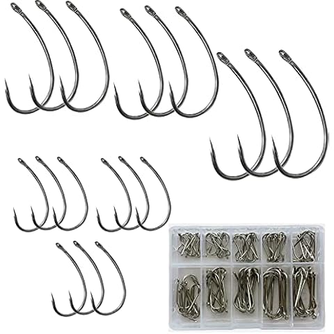 100 Assorted Barbed Eyed Fishing Hooks Cover