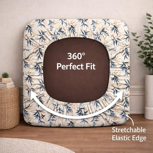 Image of STITCHNEST 'Contour Fit Series' Stretchable Printed Wooden Sofa Cover (Pack of 2) - Elastic Wooden Chair Cover | Wooden Sofa Seat Cover | Size - 20-21 x 20-21 x 3-5 in