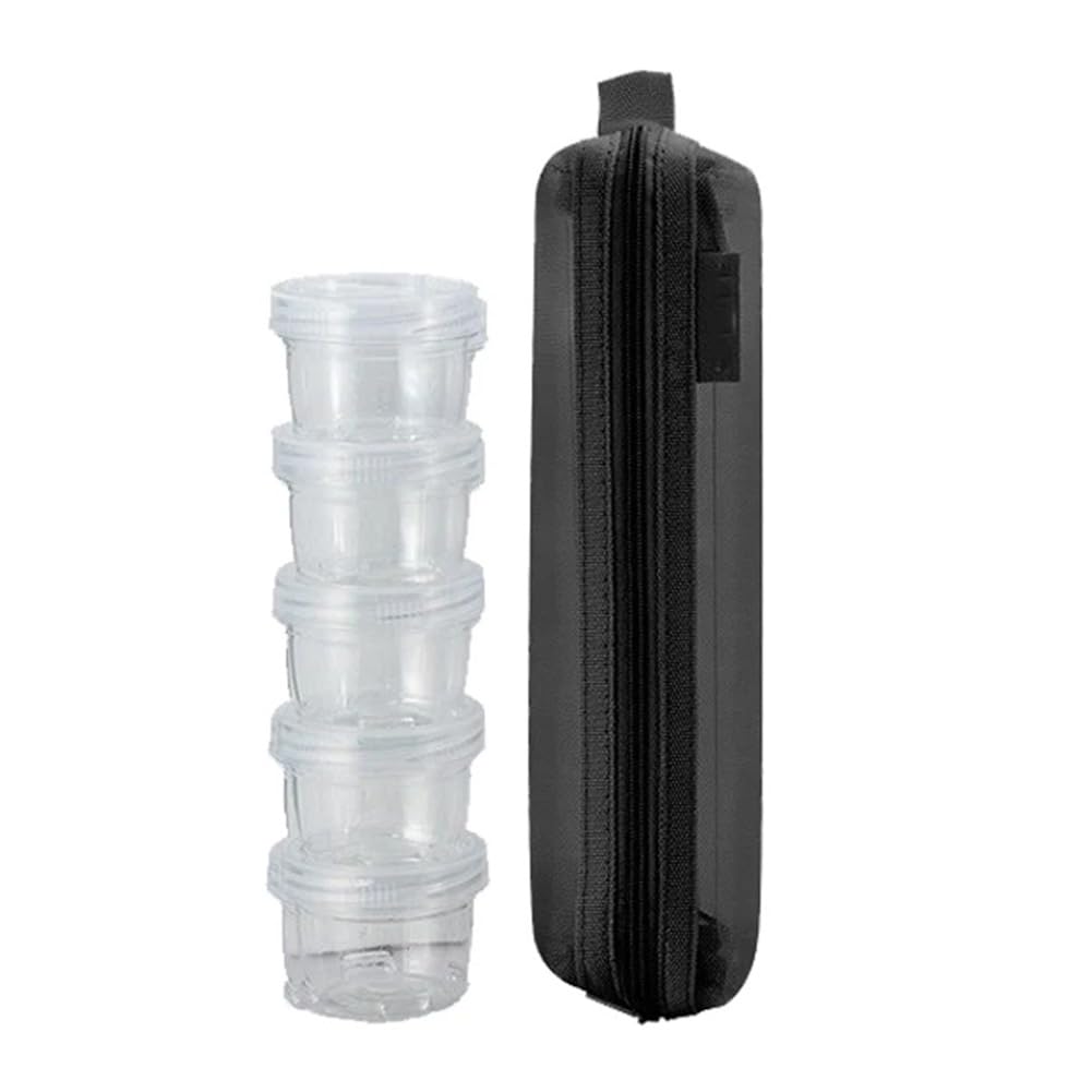 Remingtape Outdoor Portable Camping Spice Kit Spice Container Bag with 5 Clear Seasoning Bottles Travel Condiment Container Set