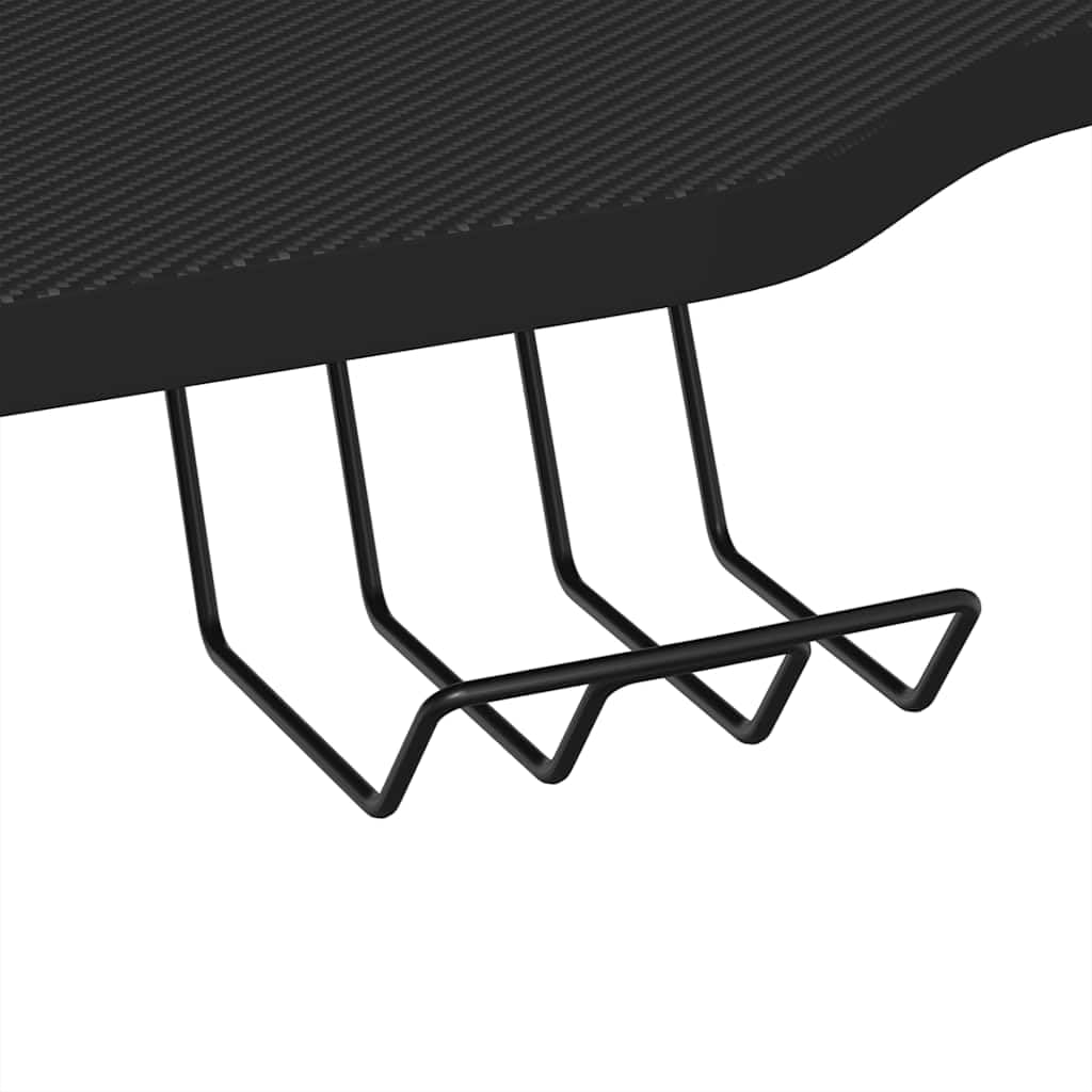 Scrivania da Gaming Nera Gambe a K Porta PC 110x60x75 cm | Tavolo porta computer per studio e cameretta con supporto per cuffie, portabicchiere e porta controller.