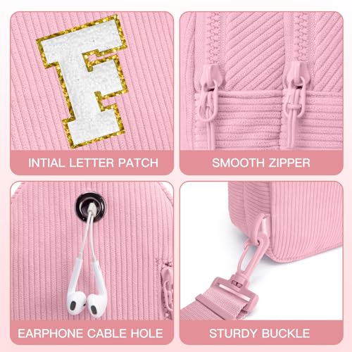 Image of Viverte Small Corduroy Sling Bag Initial Crossbody Bag Fanny Pack for Girls Personalized Birthday Gifts for Teen Girls Gifts