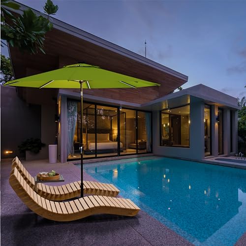 Image of Midtown Umbrellas LED Swilt - 9 Ft Solar LED Patio Umbrella, Pear Canopy