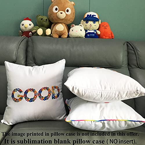 Fukiss 8 Pcs 16" X 16" Plain White Sublimation Blanks Polyester Throw Pillow Case Cushion Cover Pillowcase For Sofa Vinyl Projects Diy Printing Decorative Square No Pillow Insert #TOP5