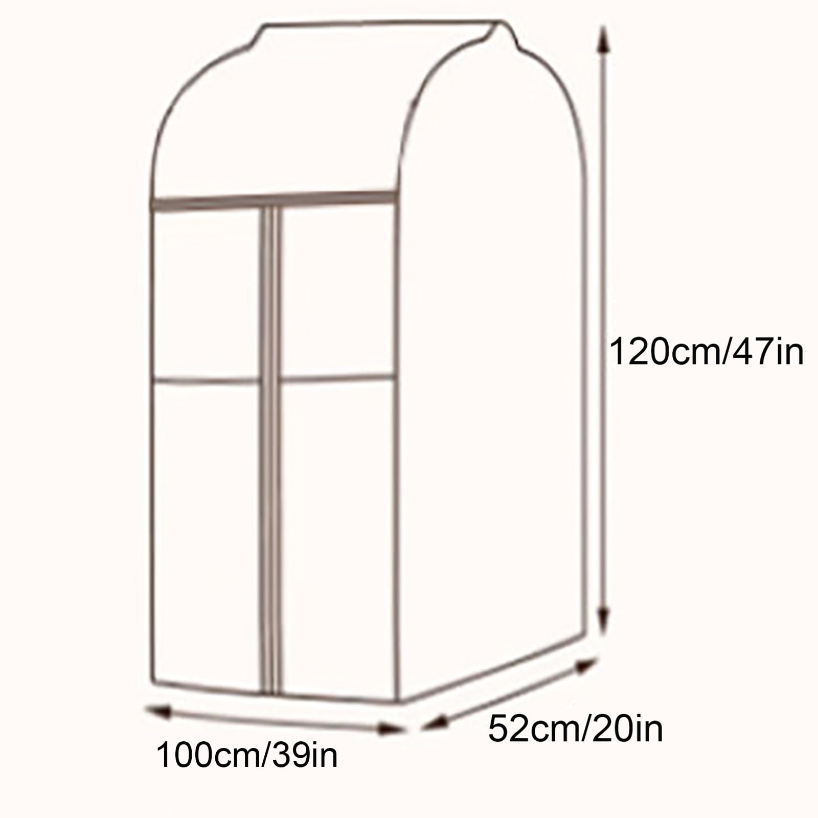 Kleiderhüllen mit Reißverschluss, Kleiderstange mit Abdeckung für Satinkleidung, für Kleiderschränke, Garderoben und die Aufbewahrung von Anzügen(100 * 52 * 120cm/39 * 20 * 47in)