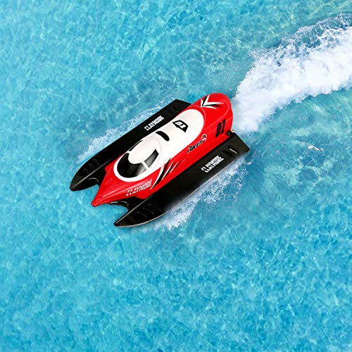 FUNTECH RC Boats for Kids Adults - Remote Control Boats for Pools and Lakes, 20MPH 2.4GHz Radio Controll Boat with Self-righting Auto Roll Back, Your First RC Boat for Outdoor Adventure, Red - Thumbnail 3