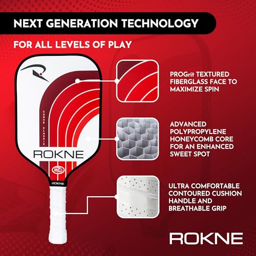 Image of ROKNE Curve Classic Pickleball Paddle | USAPA Approved Fiberglass Pickleball Paddles | Elevate Your Game with Precision Engineering & Comfort | ProGrit Texture for Max Spin & Power | Paddle