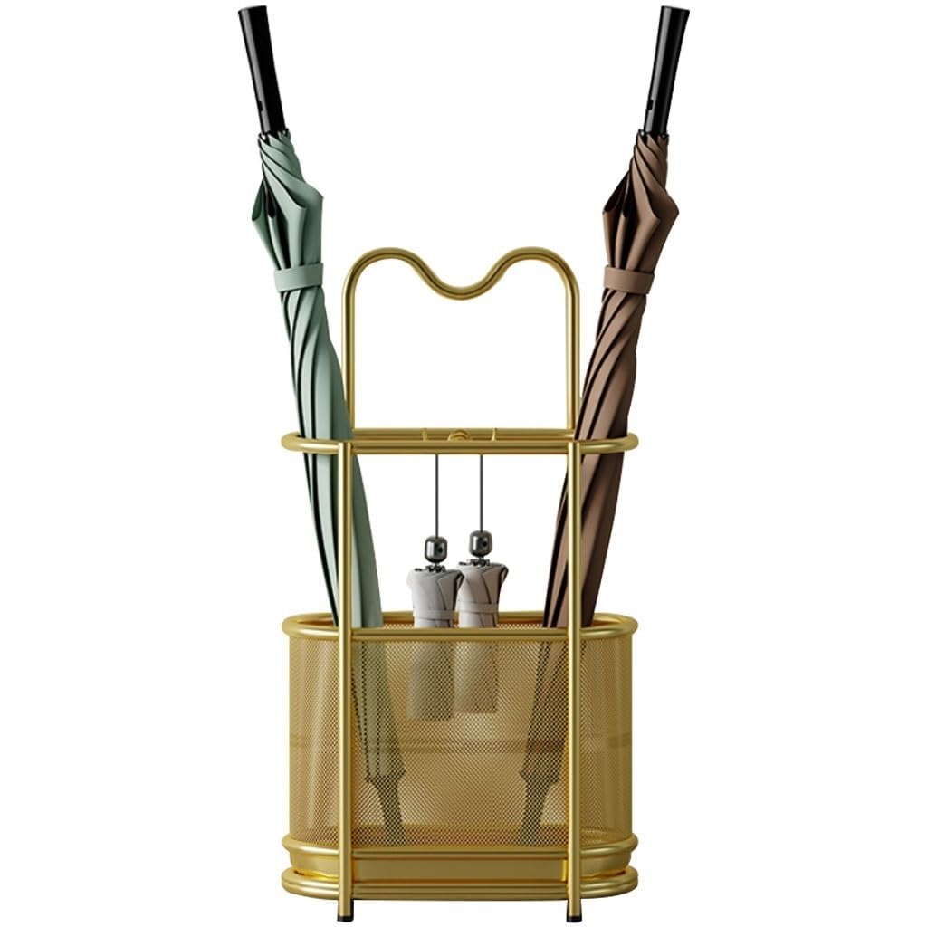 SBZIOJHDR umbrella stand, Cat Ears Simple Umbrella Stand, Wrought Iron, Practical(Gold)