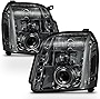 AKKON - For GMC Yukon SUV Smoked Smoke Dual Halo LED Projector Headlights Front Lamps Replacement Pair