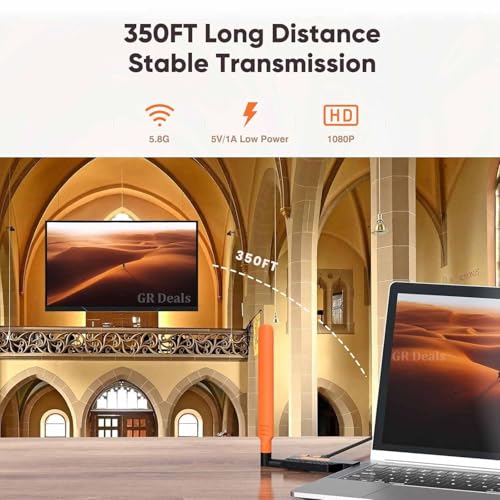 Image of 150M Wireless HDMI Transmitter and Receiver, 1080P 60Hz Wireless HDMI Extender Kit, 150M /450Ft, for Streaming Video to Display /Projector from Laptop, PC etc. (ABS) (Black)