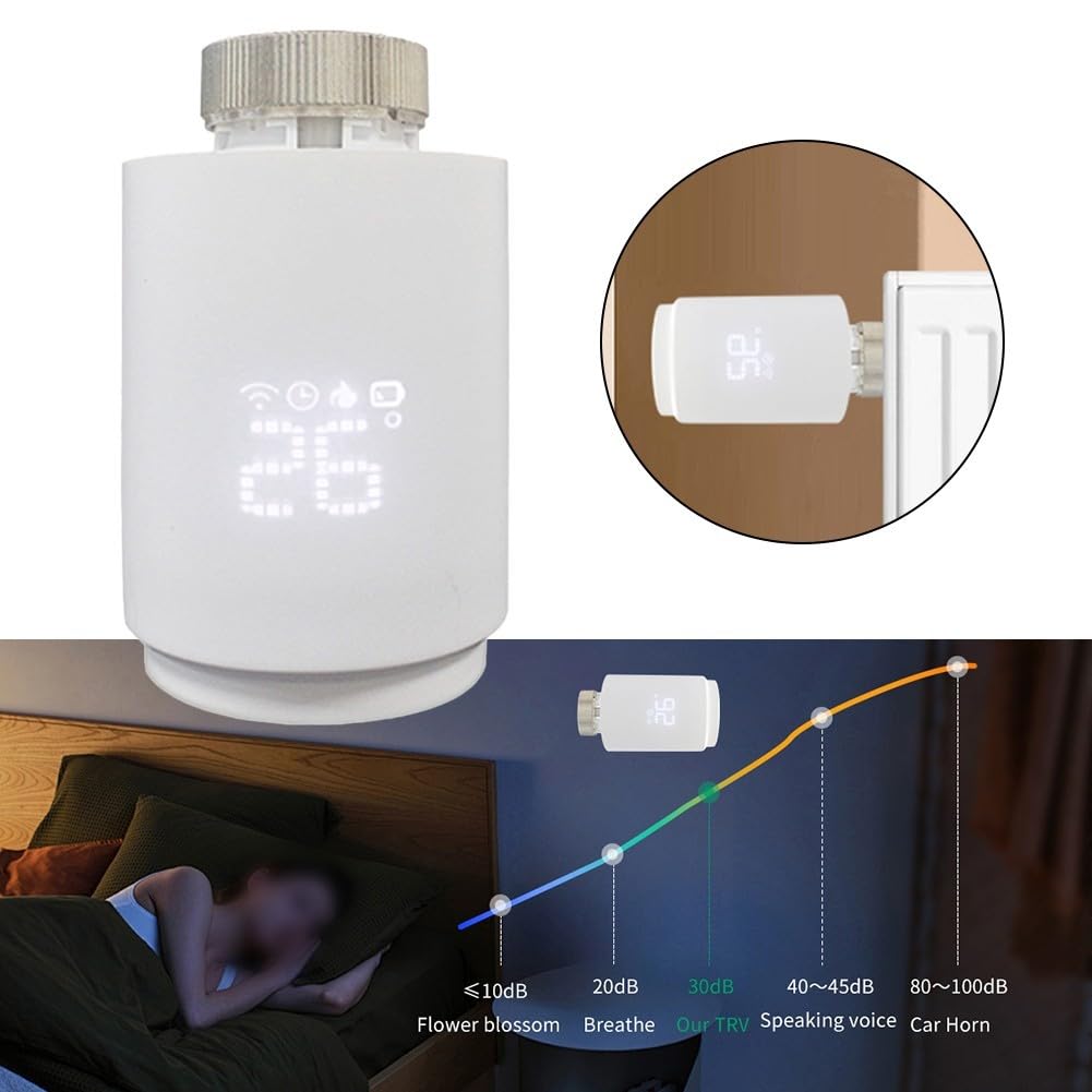 für zigbee Smart TRV Heizkörperventil mit App-Steuerung - Programmierbares Thermostat für Zentralheizung - Weißes ABS-Körper 92mm