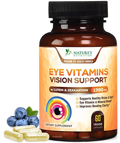 Eye Vitamins with Lutein & Zeaxanthin, Extra Strength Natural Vitamin and Mineral Supplement