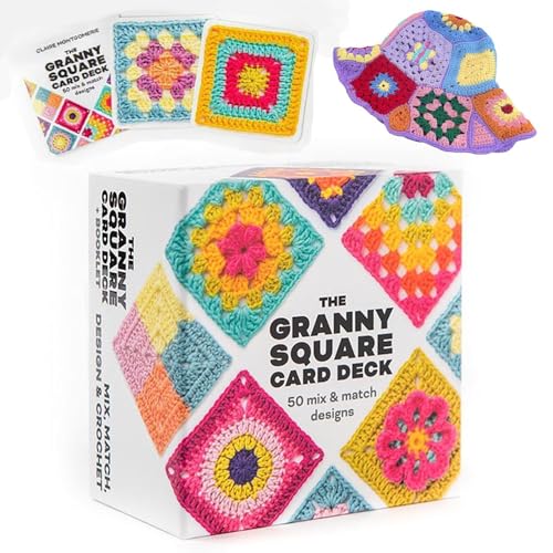 Granny Square Biglietti all'uncinetto, Granny Squares, Libro all'uncinetto, Granny Square Card Deck, carte all'uncinetto, 50 biglietti all'uncinetto, mixare e abbinare, con scritta all'uncinetto e