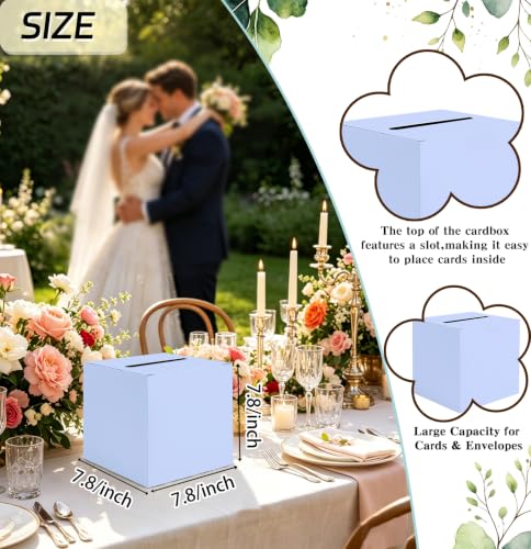Image of SietDESEO Lavender Card Box with Slot Money Gift Card Box Holder for Party Wedding Reception Birthday Graduation Bridal Shower Baby Shower Diaper Raffle Box