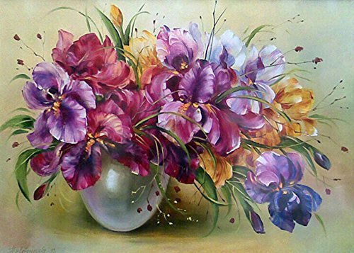 MXJSUA DIY 5D Diamond Painting by Number Kits Full Drill Rhinestone Pictures Arts Craft Home Wall Decor Colored Orchid 12x16In