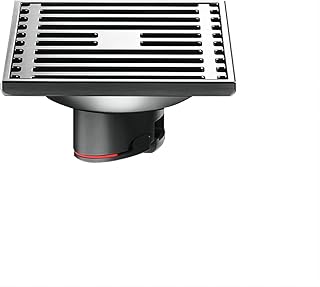 Qrity Stainless Steel Square Floor Drain Waste Drain Cover Anti-odor Straight Floor Drain for Shower Room, Matte Black