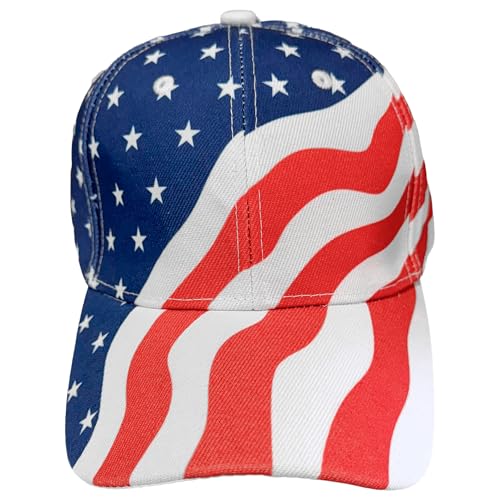 Image of Black Duck Brand Patriotic American Flag Baseball Cap - USA Stars & Stripes Adjustable Hat - Fourth of July, Memorial Day (4 Hats)