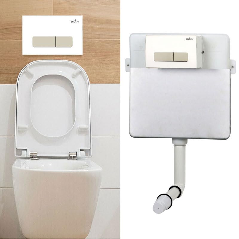ECOSPA Concealed Dual Flush Cistern with Designer Button, 3L/6L Water-Saving, Universal Fit for Back-to-Wall Toilets, Front Access Design (110W)