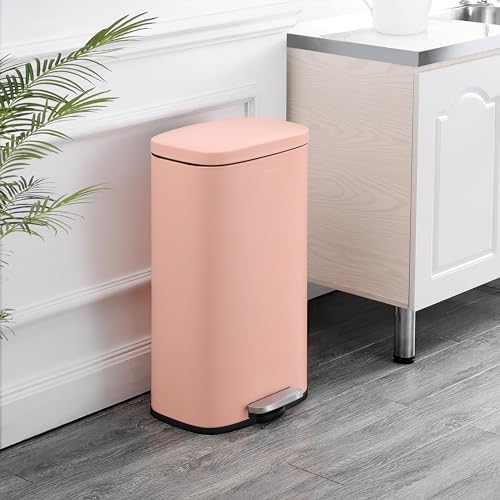 Image of happimess Curtis 8 Gal Step Trash Can Soft Close 25 inch, Flamingo Pink