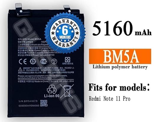Image of Original BM5A Battery for Xiaomi Redmi Note 11 Pro 5G Battery with 6 Month warrenty**** (R00182)