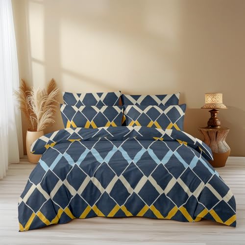 Image of LOOMLYFE 300 TC All Season King Size AC Comforter || Blanket || Duvet for Double Bed with 1 Flat Bedsheet and 2 Large Pillow Covers - 4 Piece Comforter Set - NavyBox