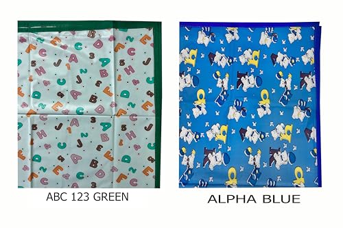 Image of EcoSoft Plastic Sheet,PVC Sheet for Kids,Rubber Sheet for Babies,Bed Wetting Protector(90 x 135 cm) (Blue Alphabet & Green ABC123)