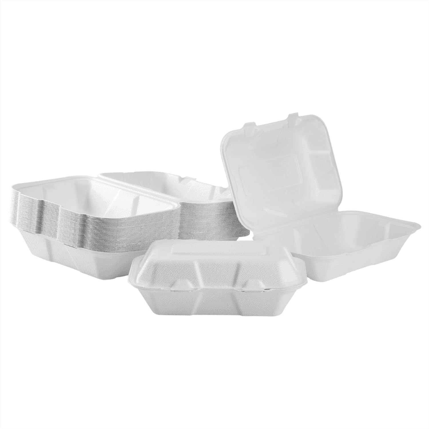 KARAT EARTH Contenedores de bagazo compostables sin PFAS de 9 x 6 pulgadas, KE-BHC96-1CFF, 200 unidades