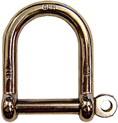 US Cargo Control 3/8 Inch Stainless Steel Type 316 Screw Pin Wide D Shackle – Each with a Working Load Limit of 1,700 Pounds