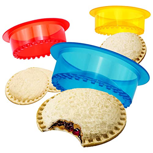 HiYZ Sandwich Cutter and Sealer, 5 PCS Uncrustables Sandwich Maker for Kids, Bread Sandwich Decruster Pancake Maker DIY Cookie Cutter for Boys and Girls Lunch Lunchbox and Bento Box(Blue)