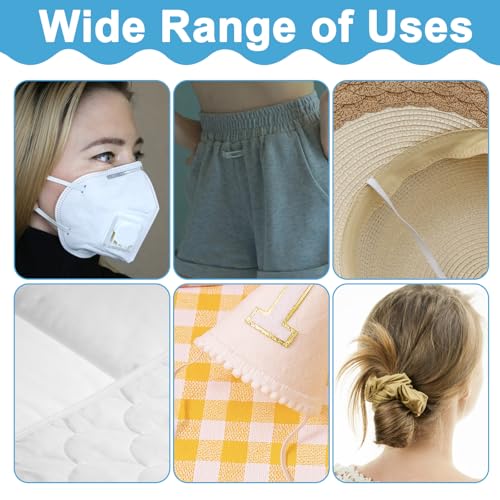 Nogeqi 21 Meter Weiß Gummiband Nähen, 3mm Gummibänder Hosengummi Breit Gummiband Gummilitze, Hutgummi Elasten Gummis Hochflexible Zum Basteln Und Haushaltsprojekten, Kleidung