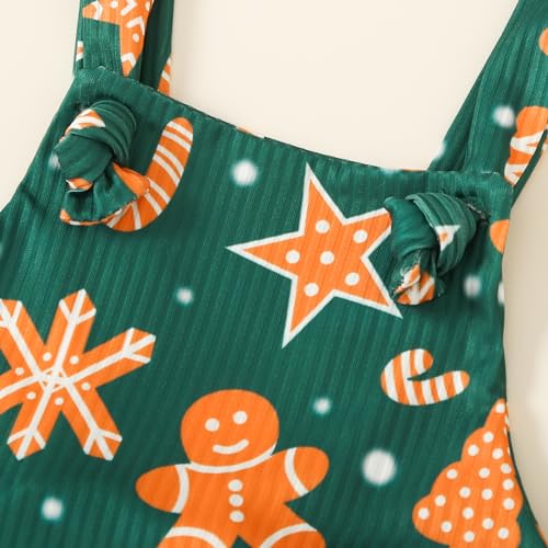 YOKJZJD Toddler Baby Girl Christmas Outfit Gingerbread Man Suspender Romper Jumpsuit Overalls Bell Bottom Pants Fall Clothes4
