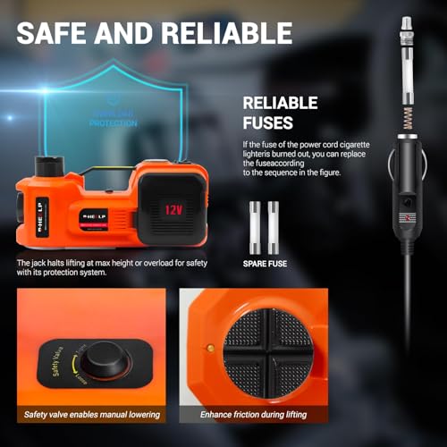 Image of E-HEELP Electric Car Jack, 5 Ton /11023 LBS Hydraulic Jack Lift with Built-in Inflatable Pump and LED Light