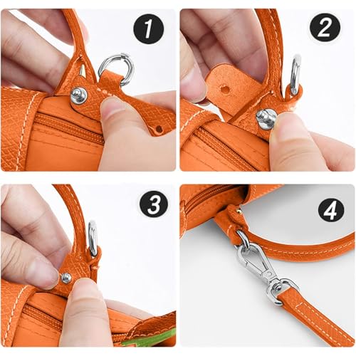 Image of Bag Leather Strap Replacement Crossbody Shoulder Straps for MINI Pouch, No Damage Conversion Kits Accessories (MINI-Orange-S)