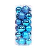 24Pcs Christmas Balls Ornaments Christmas Decorations 24 Pieces Balls Tree Ornaments Decorative Ball Hanging Decorations (Deep Blue, 1.57inch)
