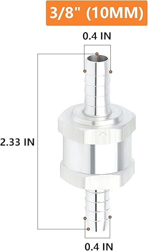 Miniatura 2 de GASHER 5 unids 38 "(0.394 in OD) válvula de retención de combustible sin retorno unidireccional en línea gasolina diesel aluminio plata con 10
