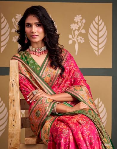 Image of MADHUHANSH Women's Cotton Linen Saree with Unstitched Blouse Piece and Floral Printed Pattern | Women Saree for Special Occasion | Stylish Modern Sarees