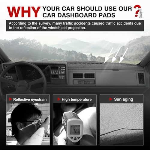Image of Autorder Gray Dashboard Cover Mat for 1988-1994 Chevy Chevrolet Silverado /GMC Sierra C /K 1500 2500 3500 Pickup Truck /1992-1994 GMC Yukon /Chevy Blazer Suburban Accessories Dash Cover Polyester Dash Mat