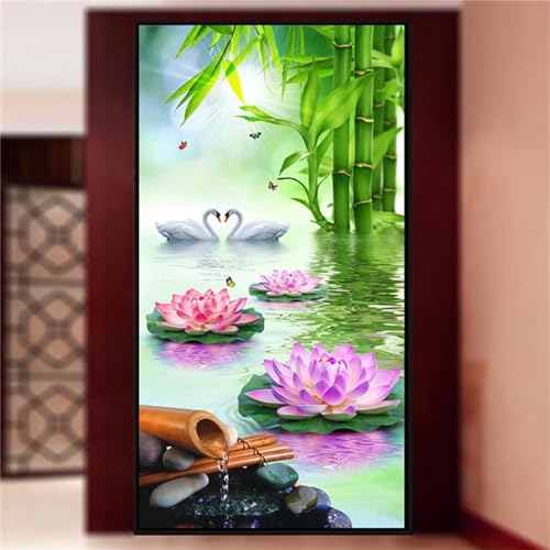 Kit peinture diamant adulte cygne lotus 5D une idée cadeau originale à offrir