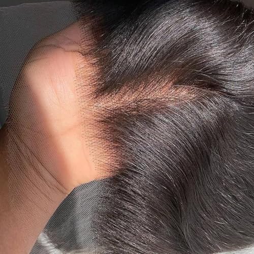 VINOVILLO 13x4 Skinlike Real HD Lace Frontal Only Straight Ultra Thin Invisible Lace Virgin Human Hair Front Pre Plucked Natural Hairline Sew In Frontal Closure Piece 22 Inch Natural Black