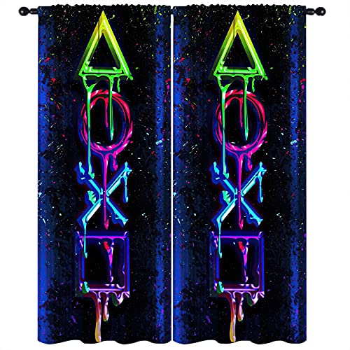 Gy Gaming Curtains, Rod Pocket Baby Boy Gamer Curtain Panels Teens Video Games Bedroom Decor Gamepad Drapes For Men Living Room Window Treatment Fabric, 42X63 Inch #TOP17