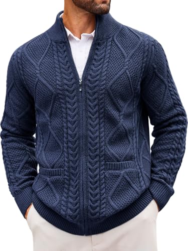 Runcati Mens Full Zip Cardigan Sweater Casual...