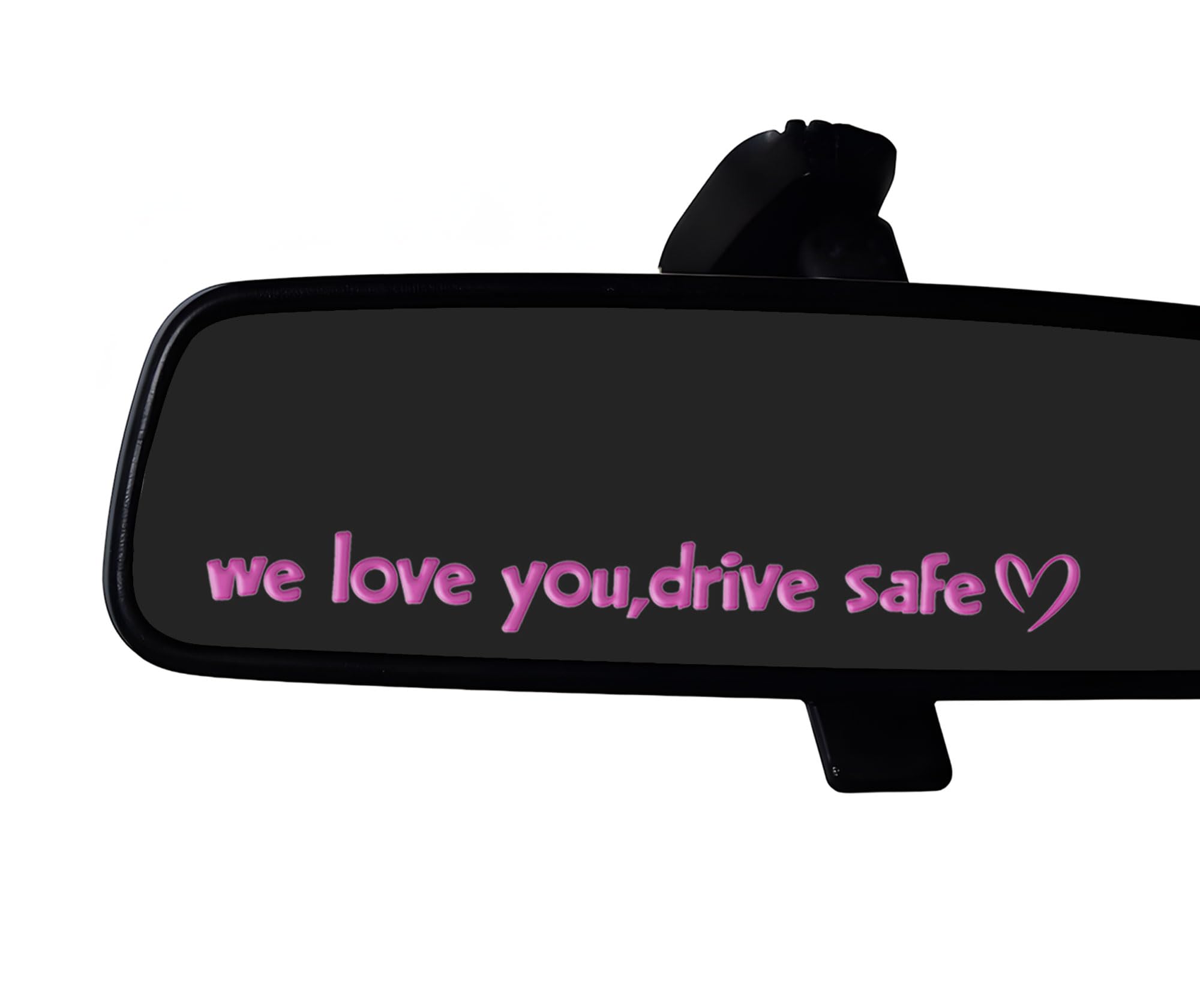 Set of 2 We Love You, Drive Safe Multi-Surface Crystal-Like Vinyl Decals | 10cm Width Stickers | Personalized Car Rearview Mirror Decals (Pink)